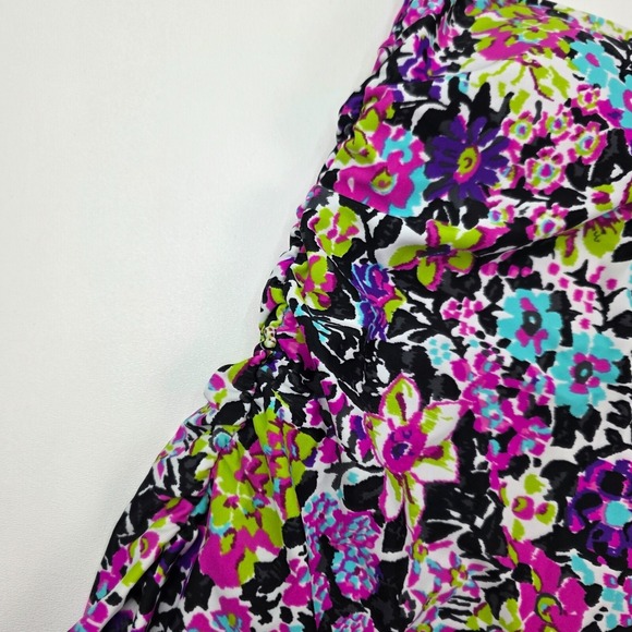 Floral Swim Dress One Piece Skirted Ruched Tropical Resort Swimsuit Womens M NWT - Picture 7 of 11